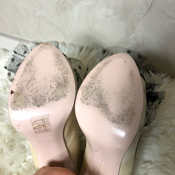 Red Valentino Lace Bow Peep Toe Pumps - Picture 3 of 3